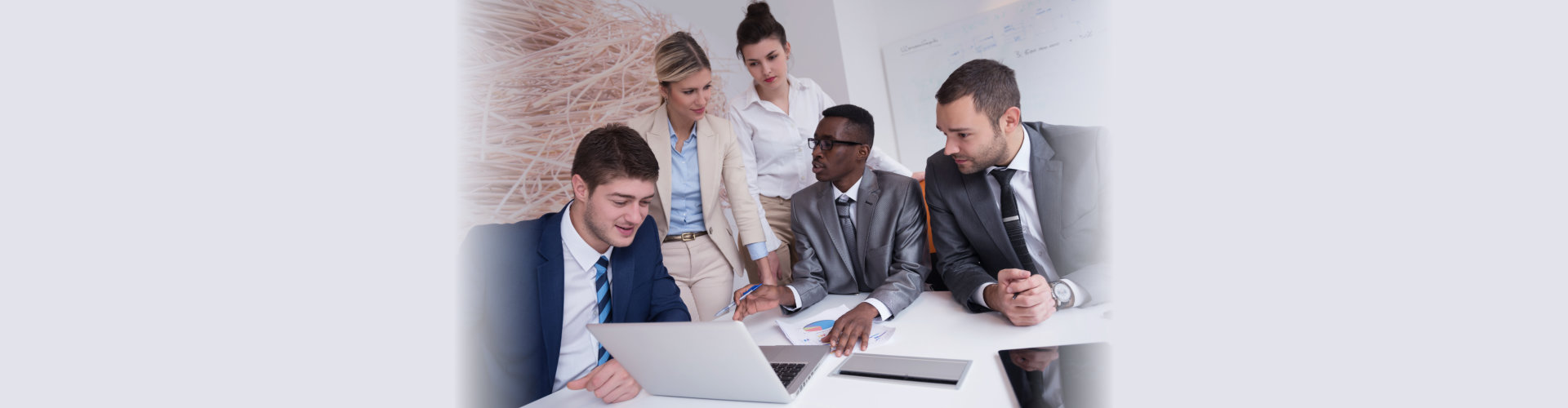 young business people group have meeting and working in modern bright office indoor